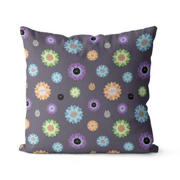 Purrrfect Flowers  Cat Premium Throw Pillow Cover Online now