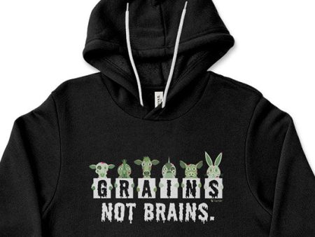 Grains not Brains  Zombie Animals Vegan Halloween Unisex Lightweight Fleece Hoodie Sweatshirt Online Hot Sale