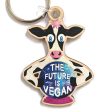 The Future is Vegan  Whimsical Cow with Crystal Ball Printed Wood Keychain Discount