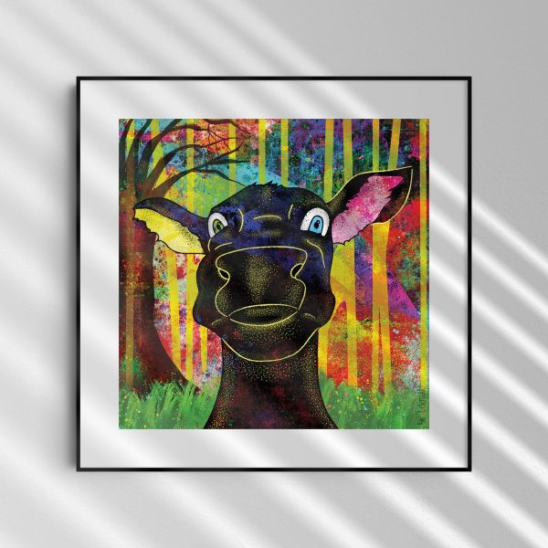 Bold Cow  Vegan Art Print For Cheap