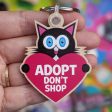 Adopt, Don t Shop.  (cat with heart) Printed Wood Black Cat Keychain Supply