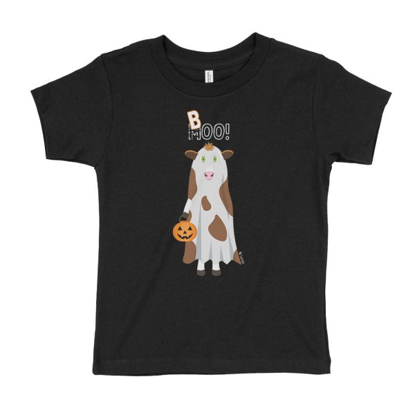 Trick or Treat  MOO BOO Cow in Ghost Costume Halloween Kids T-Shirt Online Hot Sale