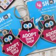 Adopt, Don t Shop.  (cat with heart) Printed Wood Black Cat Keychain Supply