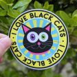 I Love Black Cats  Circle Badge Vinyl Sticker Discount