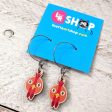 Cute Chicken Friend - Printed Wood Charm Vegan Hoop Earrings For Sale