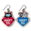 Adopt, Don t Shop.  (cat and dog with hearts) Printed Wood Charm Mismatch Earrings Online