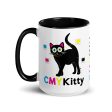 CMYKitty  Large Cat Coffee Mug with Color Accents For Sale