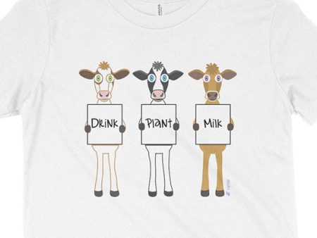 Drink Plant Milk  Vegan Kids Youth Cows T-Shirt Sale