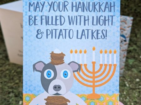 Pitato Latkes  Hanukkah Dog Greeting Card, Recycled Hanukkah Card Hot on Sale