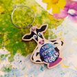 The Future is Vegan  Cow with Crystal Ball Printed Wood Charm Earrings on Sale