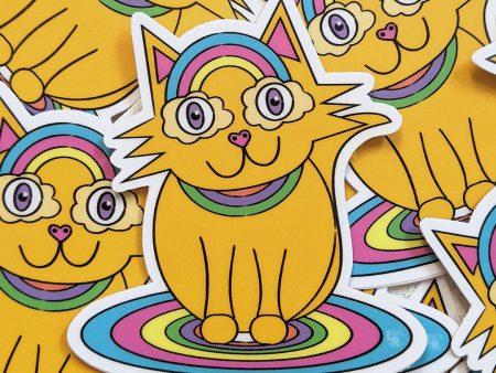 Kitty with Rainbow Glasses - Cat Die Cut Vinyl Sticker Online Sale