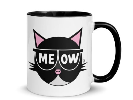 MEOW  Sunglasses Cat Coffee Mug with Color Accents For Discount