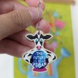 The Future is Vegan  Cow with Crystal Ball Printed Wood Charm Earrings on Sale