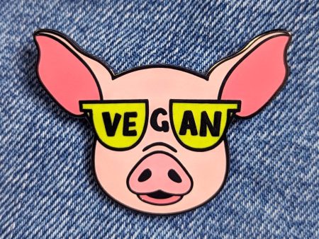 Vegan Sunglasses  Cool Pig Enamel Pin Cheap