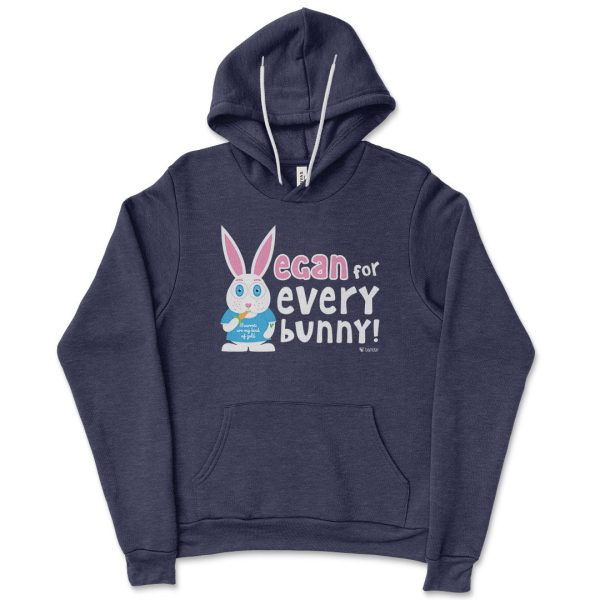 Vegan for Everybunny!  Unisex Lightweight Fleece Bunny Rabbit Hoodie Sweatshirt Fashion