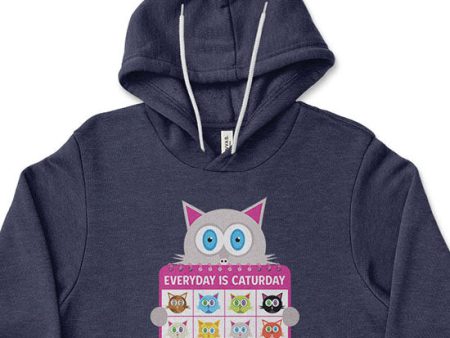 Everyday is Caturday  Unisex Lightweight Fleece Cat Hoodie Sweatshirt Online Hot Sale