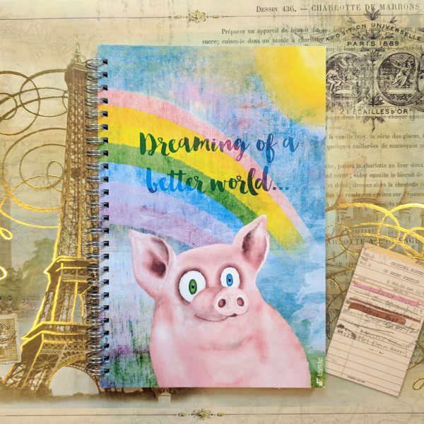 Happy Pig  Spiral Notebook Vegan Journal Online Sale