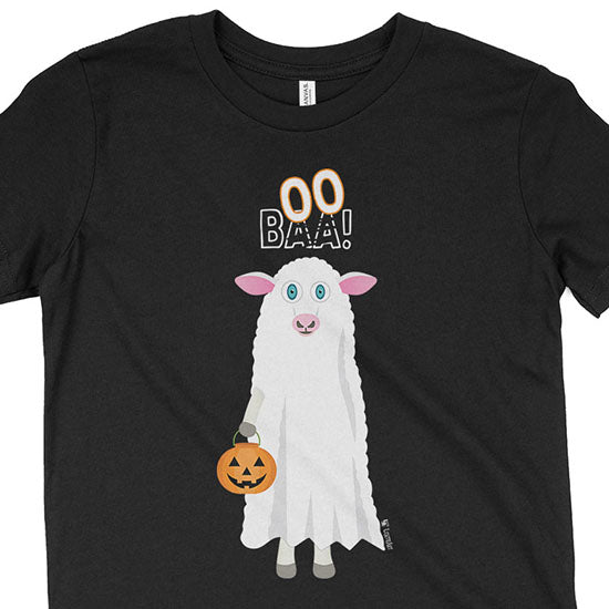 Trick or Treat  BAA BOO Sheep in Ghost Costume Halloween Youth T-Shirt Online