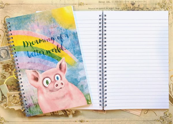 Happy Pig  Spiral Notebook Vegan Journal Online Sale