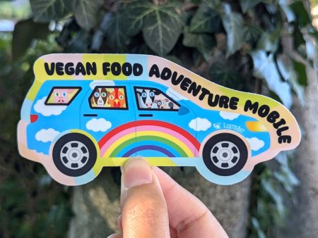 Vegan Food Adventure Mobile  Cute Animals in Car Vinyl Bumper Sticker on Sale