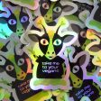 Take Me To Your Vegans  Alien Cow Holographic Vinyl Sticker For Sale