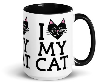 I Love My Cat  Large Coffee Mug with Color Accents For Cheap