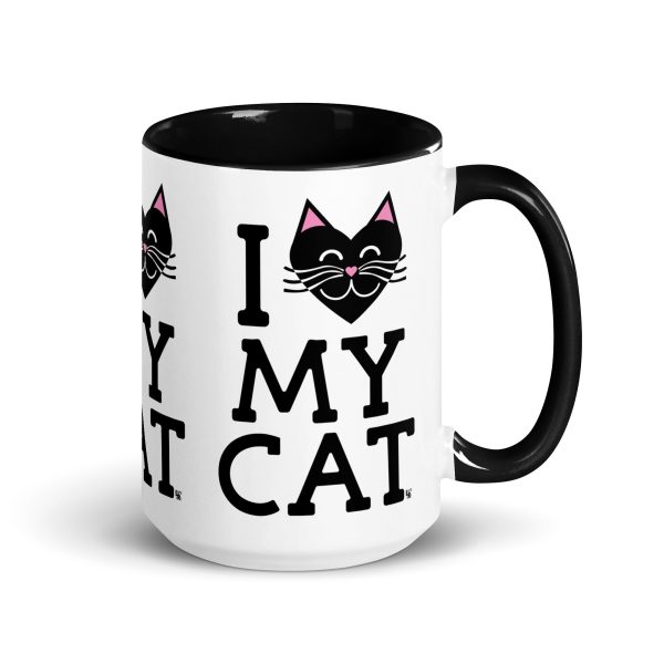 I Love My Cat  Large Coffee Mug with Color Accents For Cheap