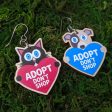 Adopt, Don t Shop.  (cat and dog with hearts) Printed Wood Charm Mismatch Earrings Online