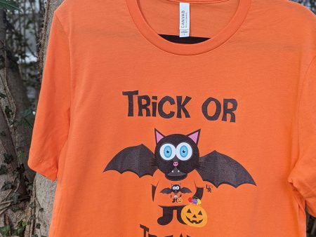 TRICK OR TREATS  Halloween Bat Cat Orange Unisex T-Shirt Sale