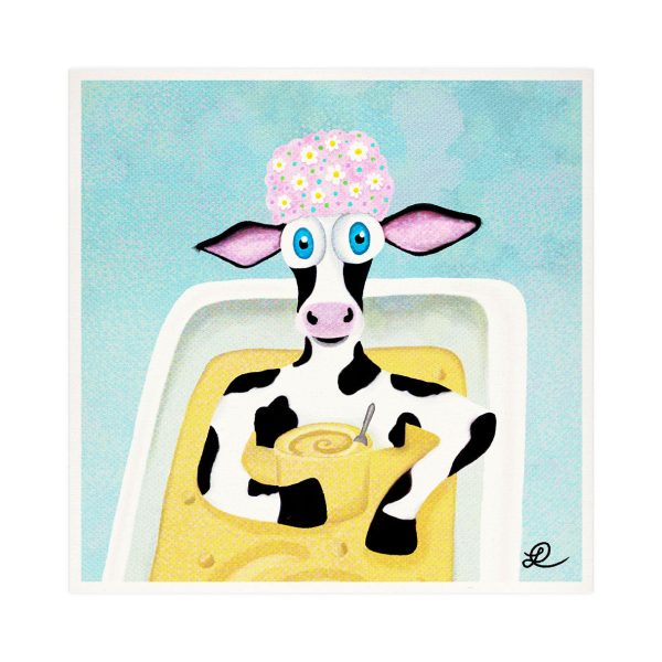 Tub of Hummus  - Humorous Cow Art Print Fashion