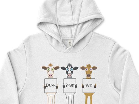 Drink Plant Milk  Unisex Lightweight Fleece Vegan Cows Hoodie Sweatshirt Discount