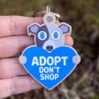 Adopt, Don t Shop.  (dog with heart) Printed Wood Pitbull Keychain For Sale