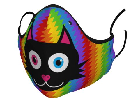 Electric Rainbow - Black Cat Premium Face Mask - Ready to Ship! Discount