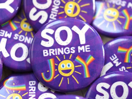 Soy Brings Me Joy  1.25” Round Vegan Pinback Button Online Hot Sale