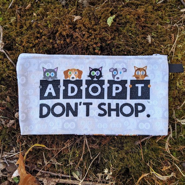 Adopt, Don t Shop.  Small Zipper Pouch - Cat and Dog Pencil Case - Makeup Bag For Cheap