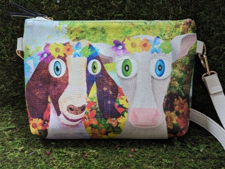 Flower Crown Goat & Cow - Vegan Leather Bag For Sale