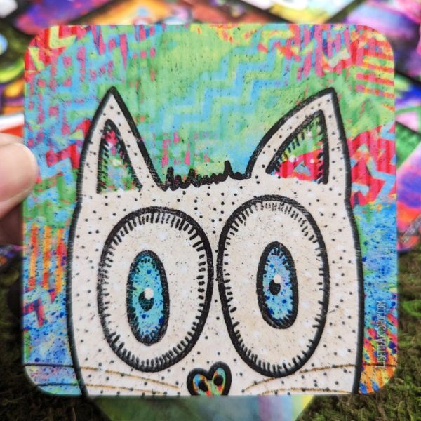 Peeking Cat  Art Coaster For Cheap