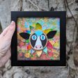 Whimsical Cow Flower - 6  Framed Mixed Media Art Hot on Sale