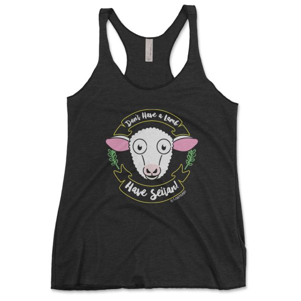 Don t Have a Lamb, Have Seitan!  Tri-blend Racerback Vegan Tank For Discount