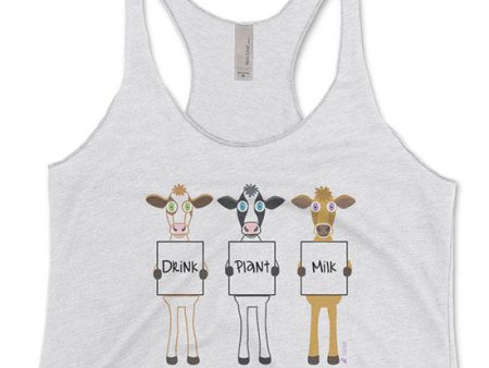 Drink Plant Milk  Cows Tri-blend Racerback Vegan Tank on Sale