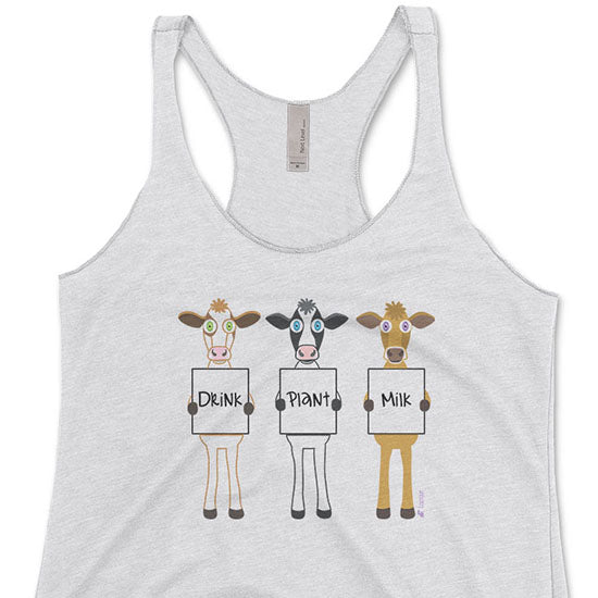 Drink Plant Milk  Cows Tri-blend Racerback Vegan Tank on Sale