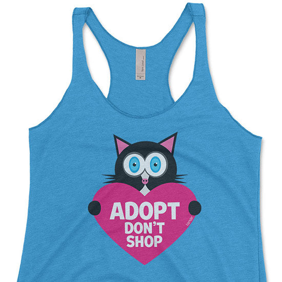 Adopt, Don t Shop.  (cat with heart) Tri-blend Racerback Tank Sale