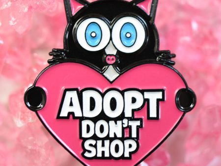 Adopt, Don t Shop  (cat with heart) Enamel Pin For Discount