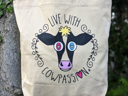 Live with Cowpassion  Organic Cotton Tote Bag on Sale