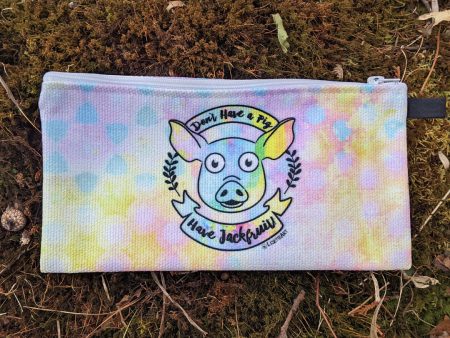 Don t Have a Pig, Have Jackfruit  (rainbow) - Small Zipper Pouch - Pencil Case - Vegan Makeup Bag Online now