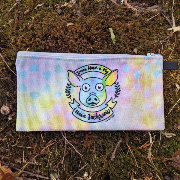 Don t Have a Pig, Have Jackfruit  (rainbow) - Small Zipper Pouch - Pencil Case - Vegan Makeup Bag Online now