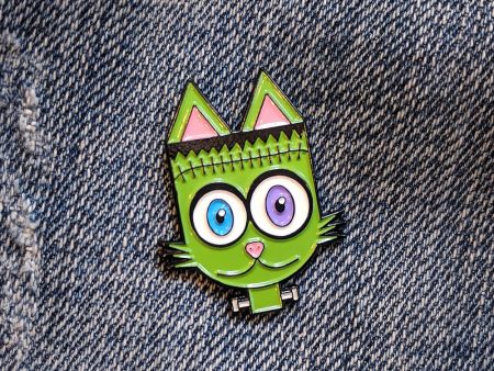 Frankenkitty  Frankenstein Monster Cat Enamel Pin Discount