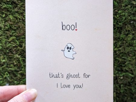 boo! i love you!  Cute Ghost Valentine s Day Card, Recycled Anniversary Card Online Sale