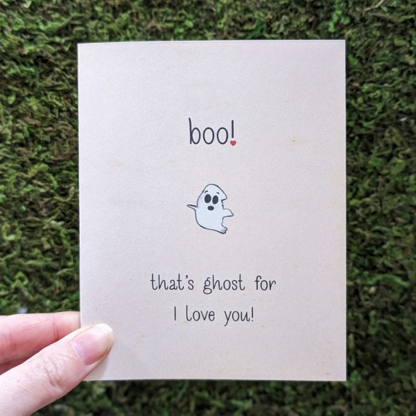 boo! i love you!  Cute Ghost Valentine s Day Card, Recycled Anniversary Card Online Sale