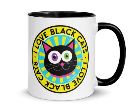 I Love Black Cats  Coffee Mug with Color Accents Supply